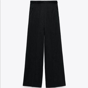 NWT Zara Wide Leg Pant XL side zipper / Gray Marl